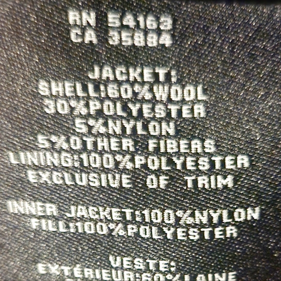 Cole Haan mens xl lined pea coat dark navy wool blend - Picture 5 of 5